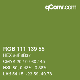 颜色代码: RGB 111 139 55 | qconv.com