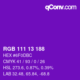 Color code: RGB 111 13 188 | qconv.com