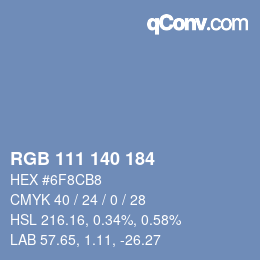 颜色代码: RGB 111 140 184 | qconv.com