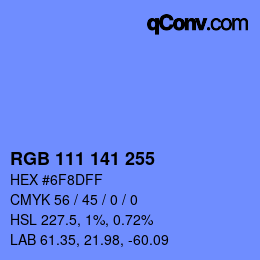 Color code: RGB 111 141 255 | qconv.com