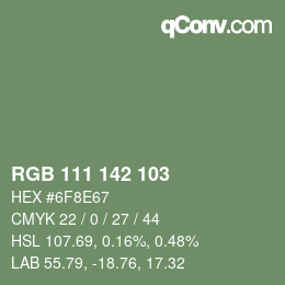 颜色代码: RGB 111 142 103 | qconv.com