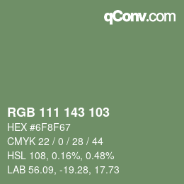 Farbcode: RGB 111 143 103 | qconv.com