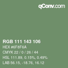 Código de color: RGB 111 143 106 | qconv.com