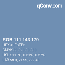 Farbcode: RGB 111 143 179 | qconv.com