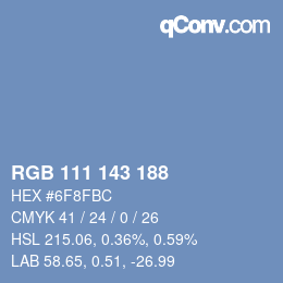 カラーコード: RGB 111 143 188 | qconv.com