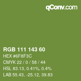 カラーコード: RGB 111 143 60 | qconv.com