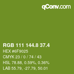 カラーコード: RGB 111 144.8 37.4 | qconv.com