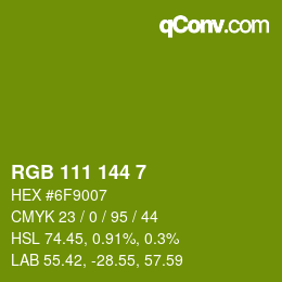 Color code: RGB 111 144 7 | qconv.com