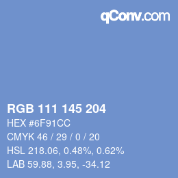 Color code: RGB 111 145 204 | qconv.com