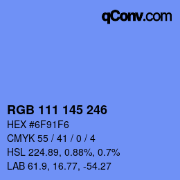Color code: RGB 111 145 246 | qconv.com