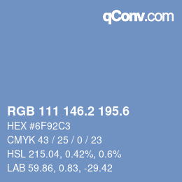 カラーコード: RGB 111 146.2 195.6 | qconv.com