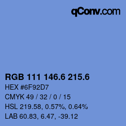 カラーコード: RGB 111 146.6 215.6 | qconv.com