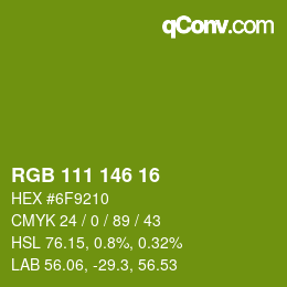 カラーコード: RGB 111 146 16 | qconv.com