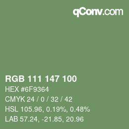 Farbcode: RGB 111 147 100 | qconv.com