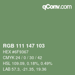 Farbcode: RGB 111 147 103 | qconv.com