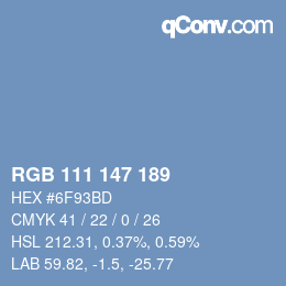 Color code: RGB 111 147 189 | qconv.com