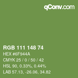 颜色代码: RGB 111 148 74 | qconv.com