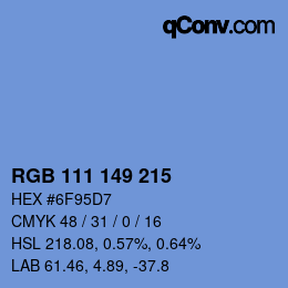 Color code: RGB 111 149 215 | qconv.com