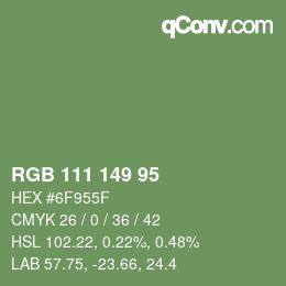 Código de color: RGB 111 149 95 | qconv.com