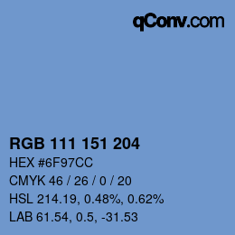 Color code: RGB 111 151 204 | qconv.com