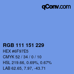 Color code: RGB 111 151 229 | qconv.com