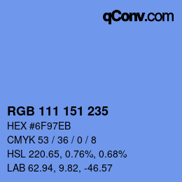 Color code: RGB 111 151 235 | qconv.com