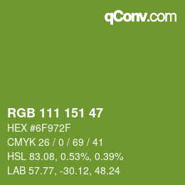 Color code: RGB 111 151 47 | qconv.com