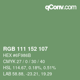Color code: RGB 111 152 107 | qconv.com