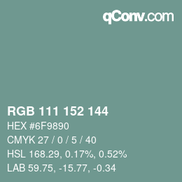 Code couleur: RGB 111 152 144 | qconv.com