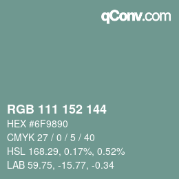 颜色代码: RGB 111 152 144 | qconv.com