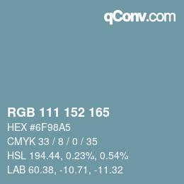 Código de color: RGB 111 152 165 | qconv.com