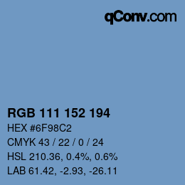 カラーコード: RGB 111 152 194 | qconv.com