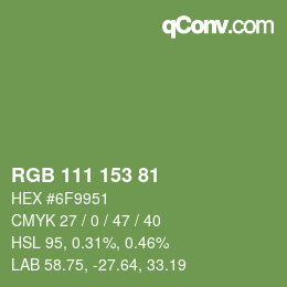 Color code: RGB 111 153 81 | qconv.com