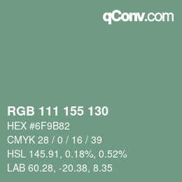 Farbcode: RGB 111 155 130 | qconv.com