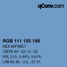 Color code: RGB 111 155 199 | qconv.com