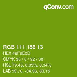 Color code: RGB 111 158 13 | qconv.com