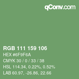 颜色代码: RGB 111 159 106 | qconv.com
