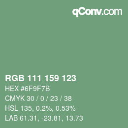 Color code: RGB 111 159 123 | qconv.com