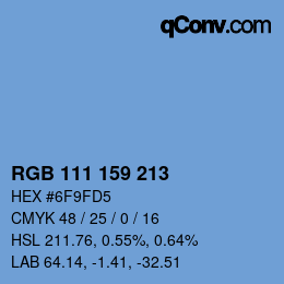 カラーコード: RGB 111 159 213 | qconv.com