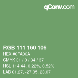 Código de color: RGB 111 160 106 | qconv.com