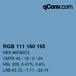 Código de color: RGB 111 160 195 | qconv.com