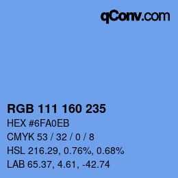 Color code: RGB 111 160 235 | qconv.com