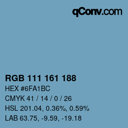 カラーコード: RGB 111 161 188 | qconv.com