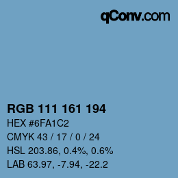 カラーコード: RGB 111 161 194 | qconv.com