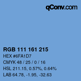 カラーコード: RGB 111 161 215 | qconv.com