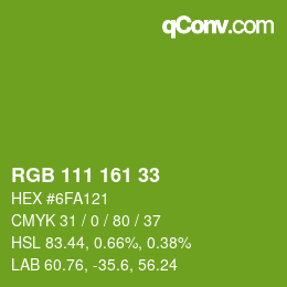 Color code: RGB 111 161 33 | qconv.com