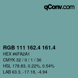 カラーコード: RGB 111 162.4 161.4 | qconv.com