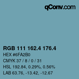 カラーコード: RGB 111 162.4 176.4 | qconv.com