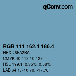 カラーコード: RGB 111 162.4 186.4 | qconv.com