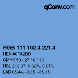 カラーコード: RGB 111 162.4 221.4 | qconv.com